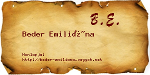 Beder Emiliána névjegykártya